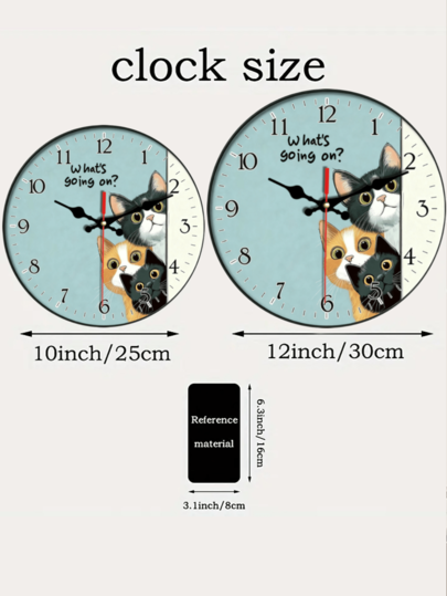 10 12 Inch Battery Operated ative Round Wand Clock, Quiet Klok Cat Living Room, Bedroom, Kitchen Perfect Lovers Moderne Farmho Easy To Read Numbers Home Fun Premium Finish, Stylish Interior er, 2D Graphic Room view 6