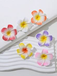 6个女士鸡蛋花发夹，可爱海滨度假风花朵发饰，爪夹，发卡，上学用品，花朵，度假装扮，女士