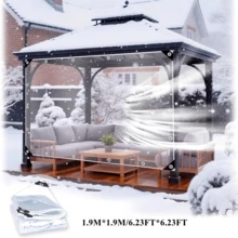 1pc Heavy Duty Clear Tarp With Grommets, PVC Vinyl Transparent Tarp, Heavy Duty Waterproof Snowproof Winter Porch Enclosure, Clear Rainproof Canopy Cloth