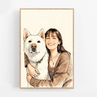 1 st anpassad akvarell djurporträtt på canvas, lämplig för katter och hundar - Anpassad akvarellmålning med träram | Unik present till djurälskare, perfekt för vardagsrum, sovrum och kontorsinredning