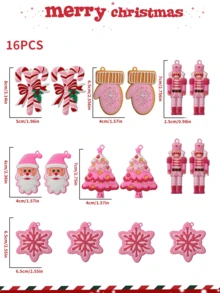 16/20pcs Pink Gingerbread Man Christmas Tree Hanging, Christmas Decoration, Christmas Tree Hanging Decoration Set, For Christmas Tree Decoration, Christmas Party, Home Decoration, Wedding, Shop Window, Indoor And Outdoor Decoration