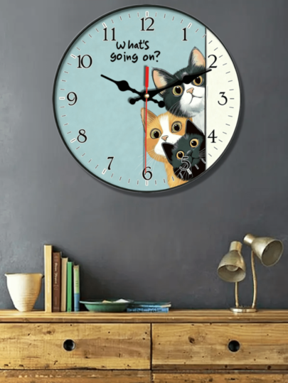 10 12 Inch Battery Operated ative Round Wand Clock, Quiet Klok Cat Living Room, Bedroom, Kitchen Perfect Lovers Moderne Farmho Easy To Read Numbers Home Fun Premium Finish, Stylish Interior er, 2D Graphic Room view 2