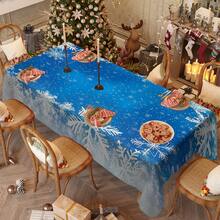 1/20pcs Christmas Tablecloth, Blue Romantic And Fantasy Theme, Snowflake Pattern Tablecloth - Easy To Clean Polyester Desktop Covering - Indoor/Outdoor Holiday Party Decoration - Suitable For Rectangular Dining Table - Holiday Dining Table Decoration - Christmas Gift Ideas, Easy To Clean Material, Home Decoration