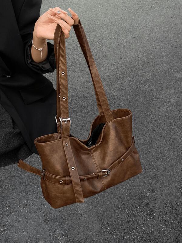 Bolsa tote de alta capacidade para deslocamento diário, nova bolsa de ombro de luxo para trabalho, outono/inverno