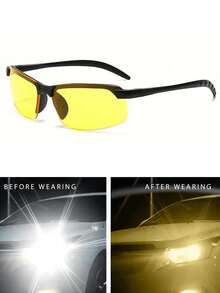 1pc Driving Night Vision Glasses For Men Women Drivers Glasses Semi Rimless Eyeglasses Goggles Beach Accessories Glasses Shades Looks Street Style And Suit For Sweater Jacket Sweatshirt Hoodie Leather Pants And Cargo Pants - one-size - View 10