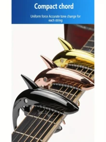 1pc Fashionable & Unique Metal Shark Guitar Capo, Zinc Alloy Capo For Acoustic Guitar With Tuning Function And Sound Variation, Suitable For Acoustic And Electric Guitar, Ukulele, Musical Instrument Accessory, Guitar Accessory, Bass Capo, Precise Tuning, No Pitch Drift, Strong Clamping - Multicolor - View 8