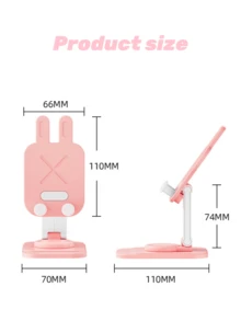 1 件 360° 可旋转卡通兔子手机支架，创意兔子形状可折叠便携式桌面支架，适用于智能手机和平板电脑 - 桌面支架 - 彩色 - 查看 6