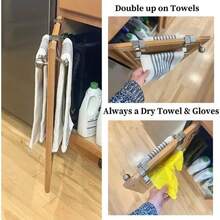 1pc Stainless Steel Towel Rack - Suitable For Bathroom And Kitchen Cabinet Doors | Can Hang Towels, Cloths, Gloves | Space-Saving, Rust-Resistant Design - Black - View 8