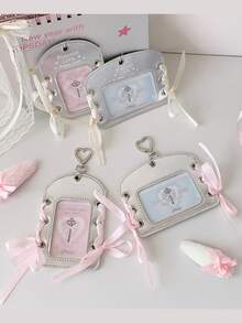 Silver PU Leather Card Holder – Ins Ballet-Themed 3-Inch Card Display Pendant With DIY Ribbon. - Silver - View 10