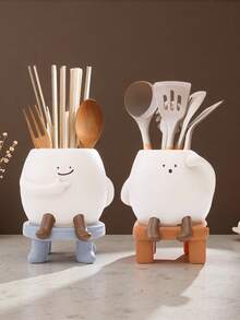1 pièce Porte-ustensiles mignon en résine, organisateur de couverts avec personnage de dessin animé pour le comptoir de cuisine. Parfait pour ranger les baguettes, les cuillères, un décor et un organisateur de cuisine idéal