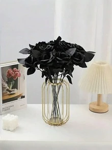 20 pièces/5 pièces/1 pièce Roses noires artificielles pour la décoration, convient pour la décoration d'Halloween à la maison, la décoration d'automne, la décoration de la chambre, la décoration d'Halloween, les décorations d'automne pour la maison, Halloween, Rose, Couronne DIY, belle décoration de mariage, cadeau de la Saint-Valentin, arrangement de bouquet, plantes artificielles pour la maison, décoration de jardin - noir - Voir 4