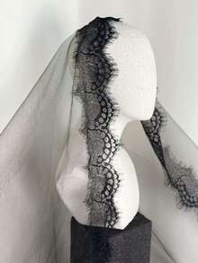 Velo de novia de encaje de pestañas negras de alta gama de 1,5 m/2 m/3 m/4 m de largo, velo de boda negro Mantilla 2025 Nuevo