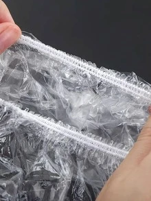 100 piezas/Paquete Juego de viaje desechable de plástico, Set desechable de gorro de ducha de baño, Tapa de plástico PE para mantener frescos los recipientes de la cocina