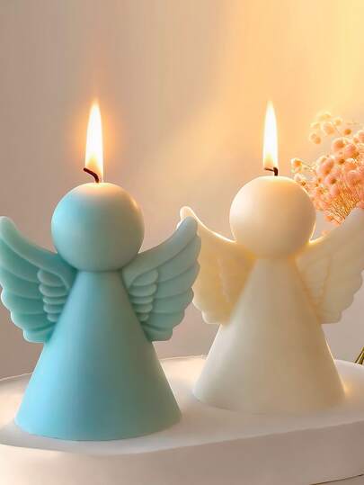 1pc Angel Shaped Candle, Angel Wing Design - Fragrant, Smokeless, Long-Lasting Scent, Suitable For Home Decor, Bedroom Environment And DIY Gifts. Applicable For Home Decor, Fireplace, Living Room, Central Decoration, Office, Valentine's Day Gift, Candle Set, Scented Candle, Friend Gift, Women Gift