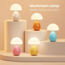 Mushroom Lamp, Vintage Small Table Lamp For Bedroom, Ice Crack Ceramic LED Night Light, Mid Century Modern Bedside Lamp For Nightstand, Living Room, Home Decor Gift Ideas For Women,Christmas And Halloween Gifts - 白色 - 查看 11