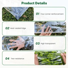 1 件户外重型 PVC 伞罩、户外柴架防水罩、高品质 PVC 花盆温室罩 - 适用于户外家具、花盆、柴火覆盖物、凉亭、阳台等。 - 透明 - 查看 4