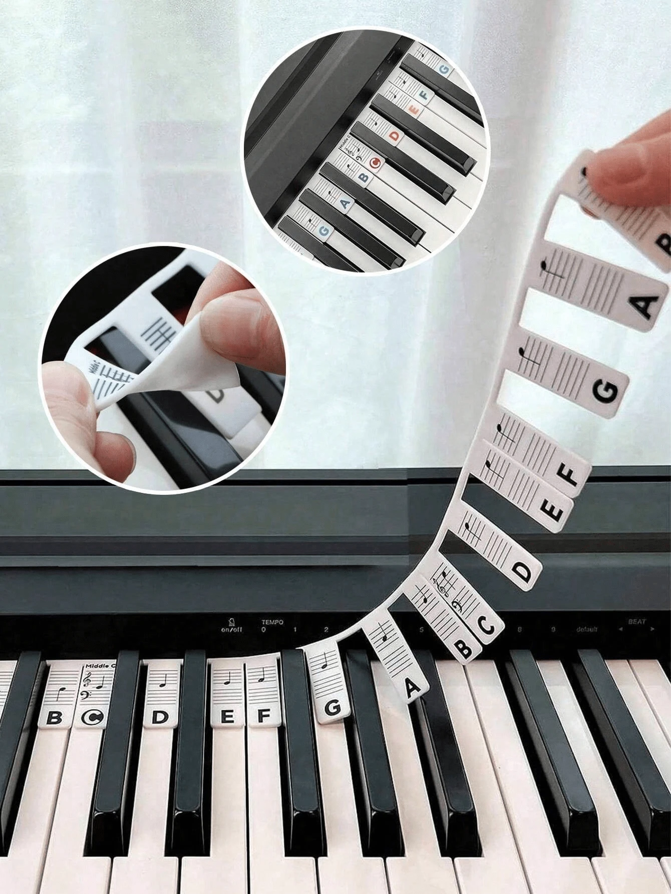 1pc Reusable Silicone Piano Note Guide, Easy Install & Remove Piano Keyboard Note Stickers, Fit For 61/88 Key Pianos, No Glue Needed, Sound Insulating, Kalimba Thumb, Tuning Fork