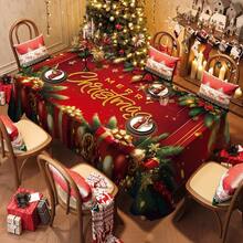 1/20pcs Christmas Tablecloth - Gift Box, Christmas Ball, Monogram Pattern Tablecloth, Durable Polyester Material Tablecloth - Indoor And Outdoor Holiday Party Decoration - Suitable For Rustic, Modern Or Traditional Table - Easy To Clean Christmas Decoration Gift, Machine Made