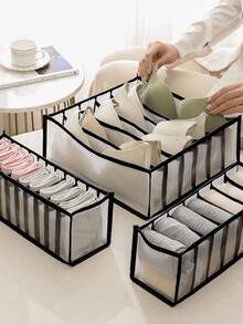 3pcs/Set Underwear Drawer Organizer Storage Box Foldable Closet Organizers Drawer Divider Storage Boxes For Underpants Socks Bra For Commercial /Hotel Dorm Room Essentials Clothes Organizer Closet Organization And Storage Bedroom, Underwear Drawer Storage Box, Underwear Storage Box, Wardrobe Storage Box And Storage Box, Mesh Drawer Storage Box