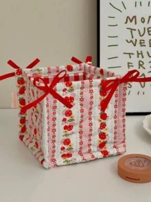 Bear Storage Basket – Hand-Quilted Cute Home Snack Holder, Desktop Small Item Organizer.