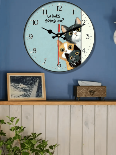 10 12 Inch Battery Operated ative Round Wand Clock, Quiet Klok Cat Living Room, Bedroom, Kitchen Perfect Lovers Moderne Farmho Easy To Read Numbers Home Fun Premium Finish, Stylish Interior er, 2D Graphic Room view 4