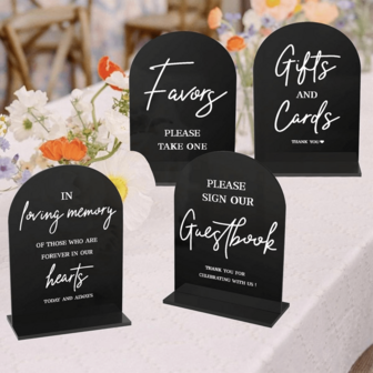 1 Set Modern Transparent Acrylic Wedding Signs, Ceremony And Reception Table Cards For Wedding, Anniversary, Birthday Tabletop Decor