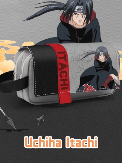 Uchiha Itachi Anime Pen Pouch - Gray Edition, Stylish & Durable Stationery Holder With Zip Closure, Perfect For School, Office Or Travel, Ideal Gift For Anime Lovers & Collectors
