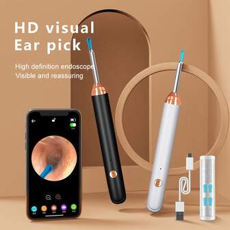  Tinsol 130mAh Endurance Smart Vision Ear Cleaner With Camera 1296P Ear Bar Otoscope USB C Rechargeable Endoscope Wax Removal Tool Earbud Camera Healthcare