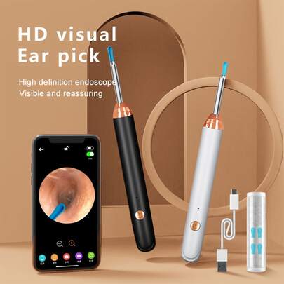Tinsol Tinsol 130mAh Endurance Smart Vision Ear Cleaner With Camera 1296P Ear Bar Otoscope USB C Rechargeable Endoscope Wax Removal Tool Earbud Camera Healthcare