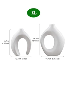 2件套陶瓷花瓶 - 现代花环造型花瓶，创意白色花瓶，简约风格装饰花瓶，适用于客厅、玄关、书架、壁炉、餐桌摆饰、置物架、房间装饰（请注意产品尺寸）