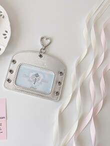 Silver PU Leather Card Holder – Ins Ballet-Themed 3-Inch Card Display Pendant With DIY Ribbon. - Silver - View 13