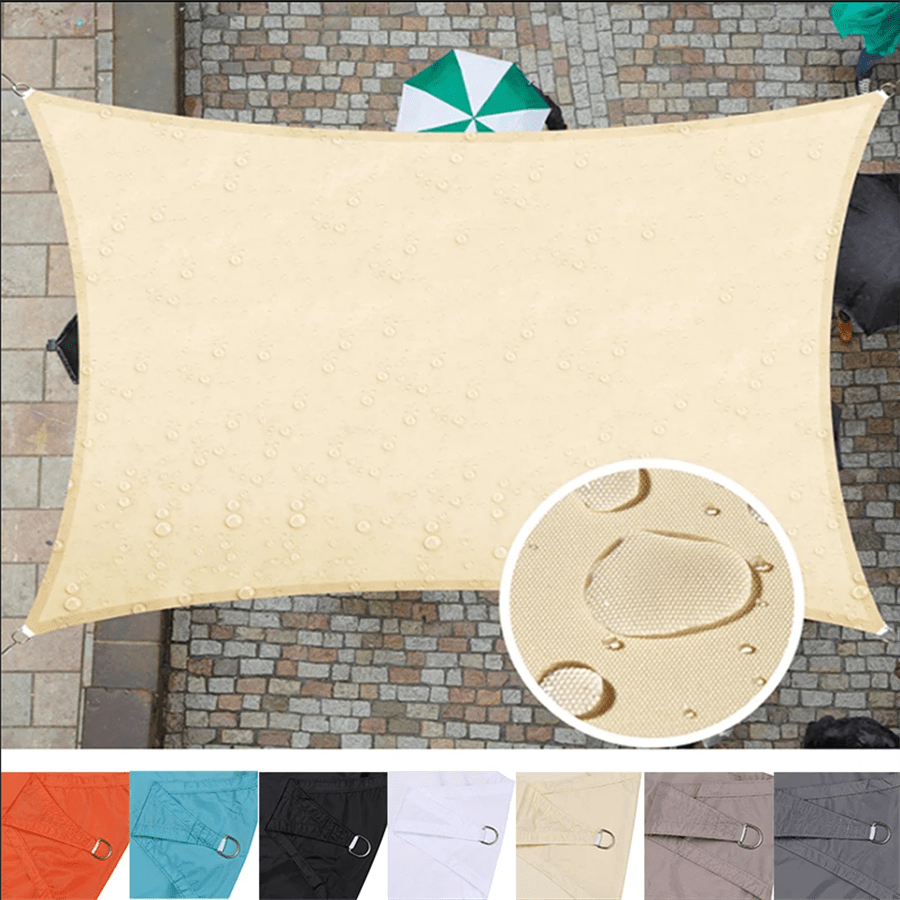 1 Stück Mehrfarbige, Outdoor Plane, 210D leichter Polyester Oxford Stoff Sonnensegel, wasserdichter Stoff, quadratisches Terrassen-Regenschutz-Zelt, Auto-Plane, Sonnenschutz-Zelt, Camping-Zubehör, Schule, Sonnenschutz-Markise, quadratisches Sonnenschutz-Netz, dreieckiges Sonnensegel für den Garten, rechteckiger Sonnenschutz-Unterstand für Camping, Garten, Strand, Schwimmbad, Landschaft, Camping-Sonnenschutz-Plane