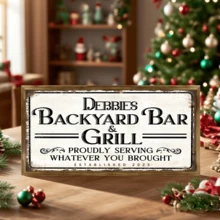 1 Piece Decorative Personalized Backyard Bar Sign, Wooden Sign, Custom Name, Vintage Outdoor Wall Decor For Home Bar, Pub, Cafe, Kitchen