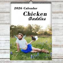 1 Peça/Conjunto Calendário Diário do Pai Galo Engraçado 2026 - Design de Fada Mágica, com Planejador Mensal e Grades Diárias - Presente Perfeito para o Dia dos Pais, Aniversário, Natal, Halloween - Decoração para Casa, Escritório, Fazenda - Presente de Aniversário e Natal Divertido para o Pai