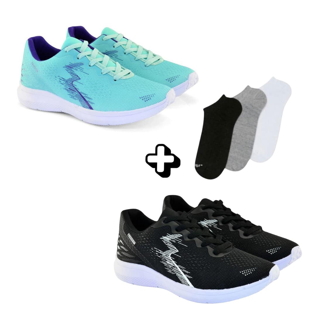 Kit 2 Tênis Unissex para Esportes e Academia – Máximo Desempenho, Ventilação+ Meia Inclusa