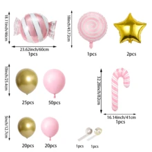 122 pièces Ensemble d'arche de ballons roses de Noël, décoration de fête de Noël, ballons roses et dorés de 10/5 pouces, avec des ballons en feuille d'aluminium de bonbons de Noël, convient pour la décoration de Noël, du Nouvel An et d'anniversaire. - 122 pièces rose et or - Voir 3
