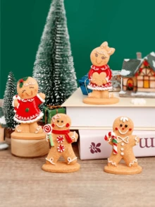 1PC Gingerbread Man Figurines, Christmas Gingerbread Man Ornaments, Resin Figurines Ornaments, Suitable For Room Decor Home Decor Bedroom Decor Christmas Decoration Christmas Giftsbirthday Gifts Wedding Birthday Decorations Christmas Decorations