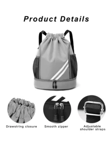 1pc Large Capacity Drawstring Sports Backpack, Fashion Gym Bag With Inner Pocket, Waterproof Wear-Resistant Nylon Oxford Cloth Material, With Bottom Shoe Compartment And Side Mesh Pockets And Wide Drawstring School Bag, Suitable For Men And Women Football Basketball Travel Yoga Swimming Cycling Shoulder Bag, Christmas Gifts - Multicolor - View 7