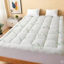 Cooling Bamboo Mattress Topper Pad With Pillow - Extra Thick Quilted, Breathable Hotel Quality, Deep Pocket Fits 8-21 Inch Mattress, Machine Washable, Geometric Pattern - Green - View 1