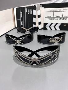 女士和男士未来派赛博朋克风格 Y2K 眼镜，配有一体式镜片 - 时尚眼镜、时尚眼镜和装饰眼镜，适合舞会、万圣节，适合男士和女士 - 彩色 - 查看 2