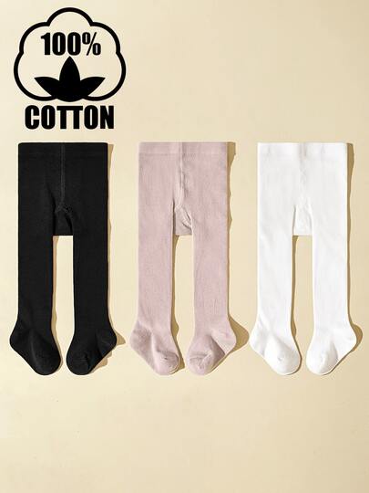 3 Cặp quần tất/quần legging cotton cho bé gái sơ sinh/trẻ mới biết đi, màu kẹo trơn, có thể mặc như áo khoác ngoài