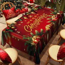 1/20pcs Christmas Tablecloth - Gift Box, Christmas Ball, Monogram Pattern Tablecloth, Durable Polyester Material Tablecloth - Indoor And Outdoor Holiday Party Decoration - Suitable For Rustic, Modern Or Traditional Table - Easy To Clean Christmas Decoration Gift, Machine Made