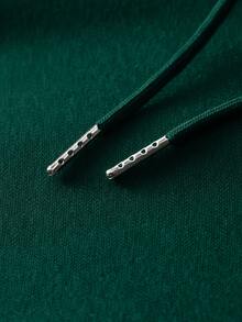 Men's Casual Fashionable Versatile Street Racer Element Slogan Print Kangaroo Pocket Drawstring Hoodie, Autumn/Winter - Green - View 3