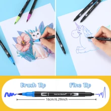 12/24/36/48/60/72/120/168 Colors Dual Brush Markers Pens, Artist Coloring Marker Set, Fineliner & Brush Tip Pen With Premium Case For Adults Coloring Books Journal, Drawing, Doodlin,Art Supplies