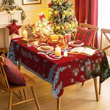 1/20pcs Rectangular Christmas Tablecloth, Polyester Fiber Festive Table Cover, Christmas Ball And Letter Pattern Tablecloth, Suitable For 8/6/4 Seater Dining Tables, New Year Party Decoration, Machine Washable And Easy To Clean, Durable Fabric, A Must-Have For Home Entertainment Occasions - Multicolor - View 5