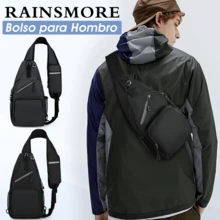 Mochila Cruzada para Hombre Bolsas al Hombro Impermeable Bolso Bandolera Bolso de Pecho Múltiples Compartimentos Sling Bag - Negro - Ver 5