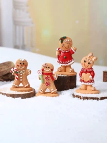 1PC Gingerbread Man Figurines, Christmas Gingerbread Man Ornaments, Resin Figurines Ornaments, Suitable For Room Decor Home Decor Bedroom Decor Christmas Decoration Christmas Giftsbirthday Gifts Wedding Birthday Decorations Christmas Decorations