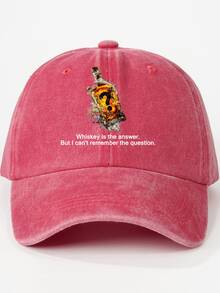 1 szt. Czapka bejsbolówka z nadrukiem "Whiskey to odpowiedź. Ale nie pamiętam pytania". Czapka z daszkiem z literą i znakiem zapytania, unisexowy miękki cylinder dla par, modny, codzienny kapelusz przeciwsłoneczny, solidne, zakrzywione rondo.