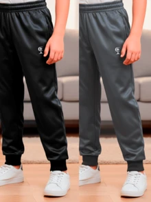 Kit 2 Calças Jogger Infantil Menino Masculino Flanelada Confortável 08 a 16 anos - Preto / Azul - Visão 2