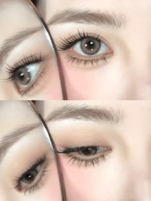 96Clusters Pre Glued Lower Lashes Brown Bottom Lashes Self Adhesive False Eyelash Natural And Soft Glue Free Lower Lashes Clear Band And Wispy DIY Eye Lash Natural Look Comic Lashes Gift For Women & Girl Makeup Tools - B - View 2